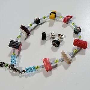 Sushi bracelet and earrings